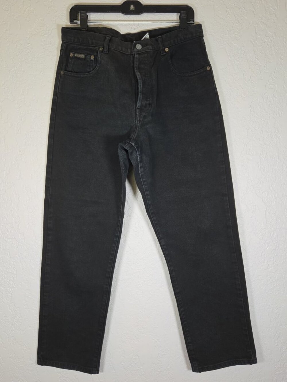 VTG Calvin Klein Jeans Size 13 (33x29) Black Faded High Waist Tapered Button Fly